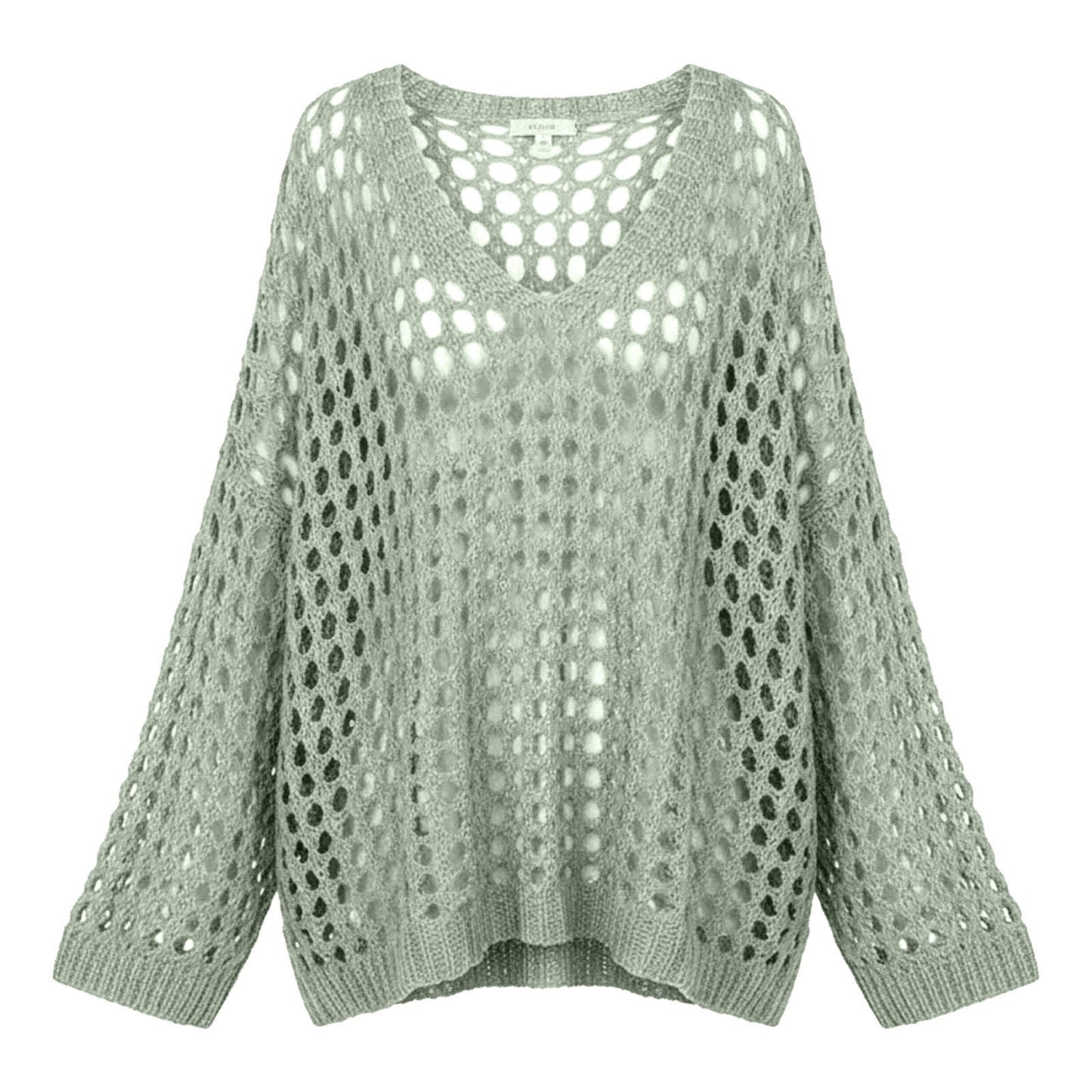 Women's Plus Size Crochet Sweater Oversized Hollow Out Long Sleeve
