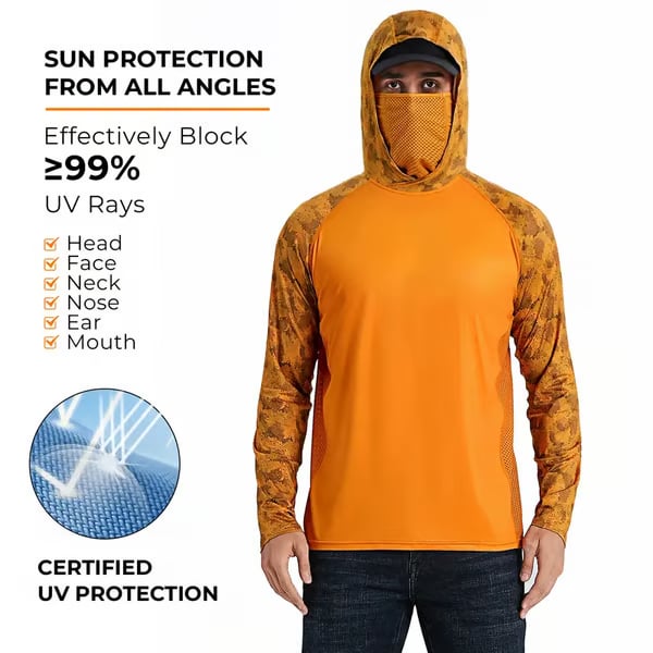 Outdoor activity essential—hooded mask integrated design 🌞 360° sun protection with no dead angles.