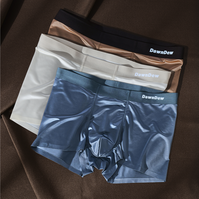 Elegant Silk Men's Ice Silk Underwear Mulberry Silk Antimicrobial Men's Boxer Briefs
