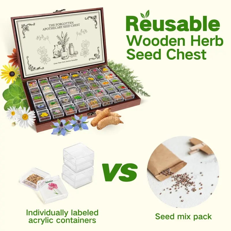The Forgotten Apothecary Seed Chest - 40 Varieties of Non-GMO Medicinal Herb Seeds