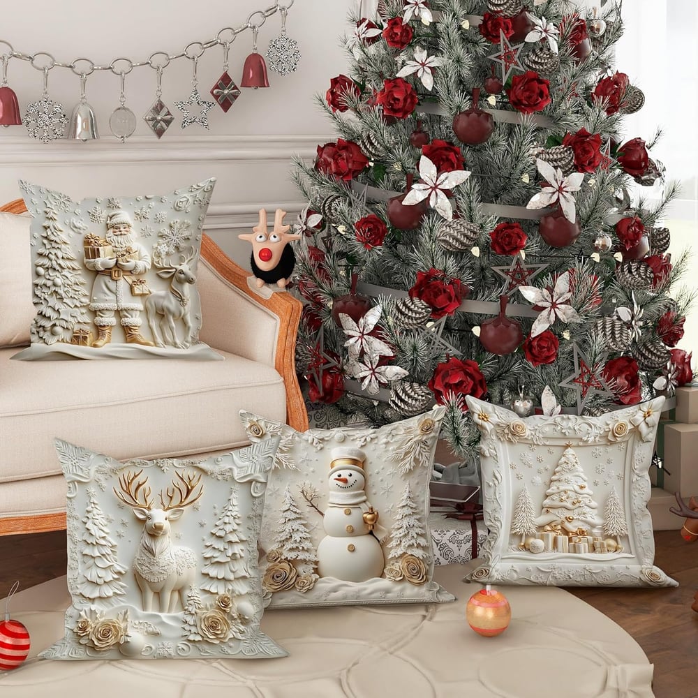 π Soft Velvet Christmas Pillow Covers β 4-Piece Set for Cozy Holiday Vibes!