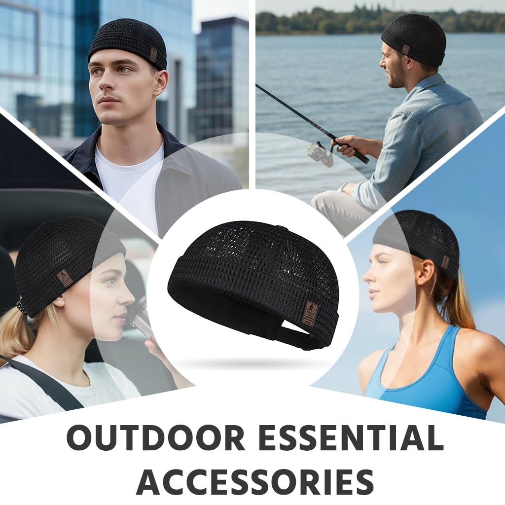 Men’s Breathable Brimless Docker Hat – Lightweight Mesh Skull Cap for Summer Outdoor Wear