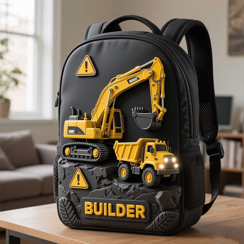 Kids Construction Vehicle-Inspired School Backpack