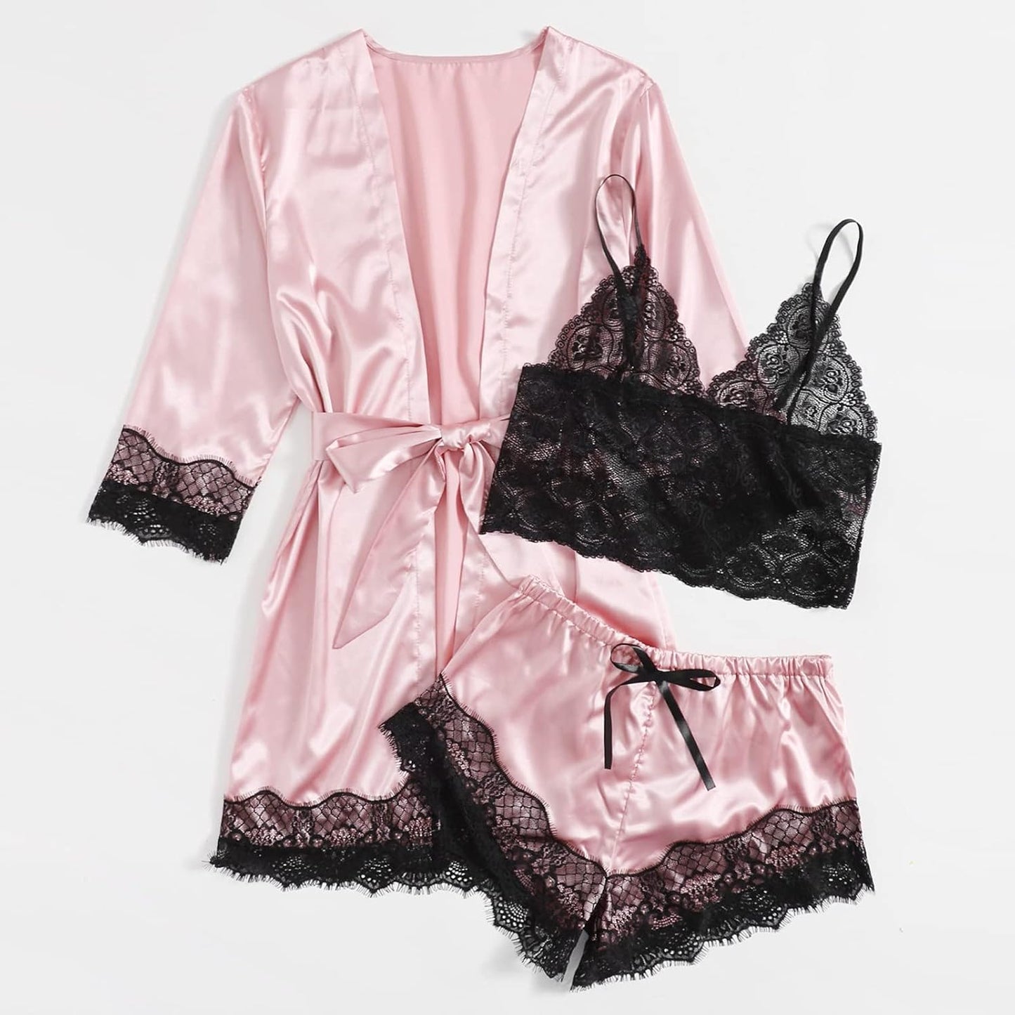 4 sets of Lace Satin Sling Pajamas Set
