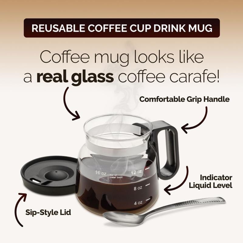 16 Oz Glass Coffee Mug – Coffee Pot Style