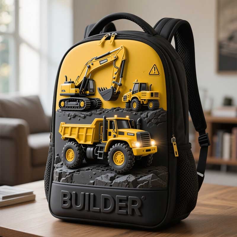 Kids Construction Vehicle-Inspired School Backpack