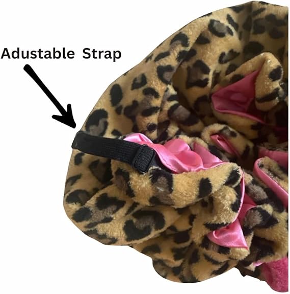 Leopard Print & Pink Teddy Bonnet