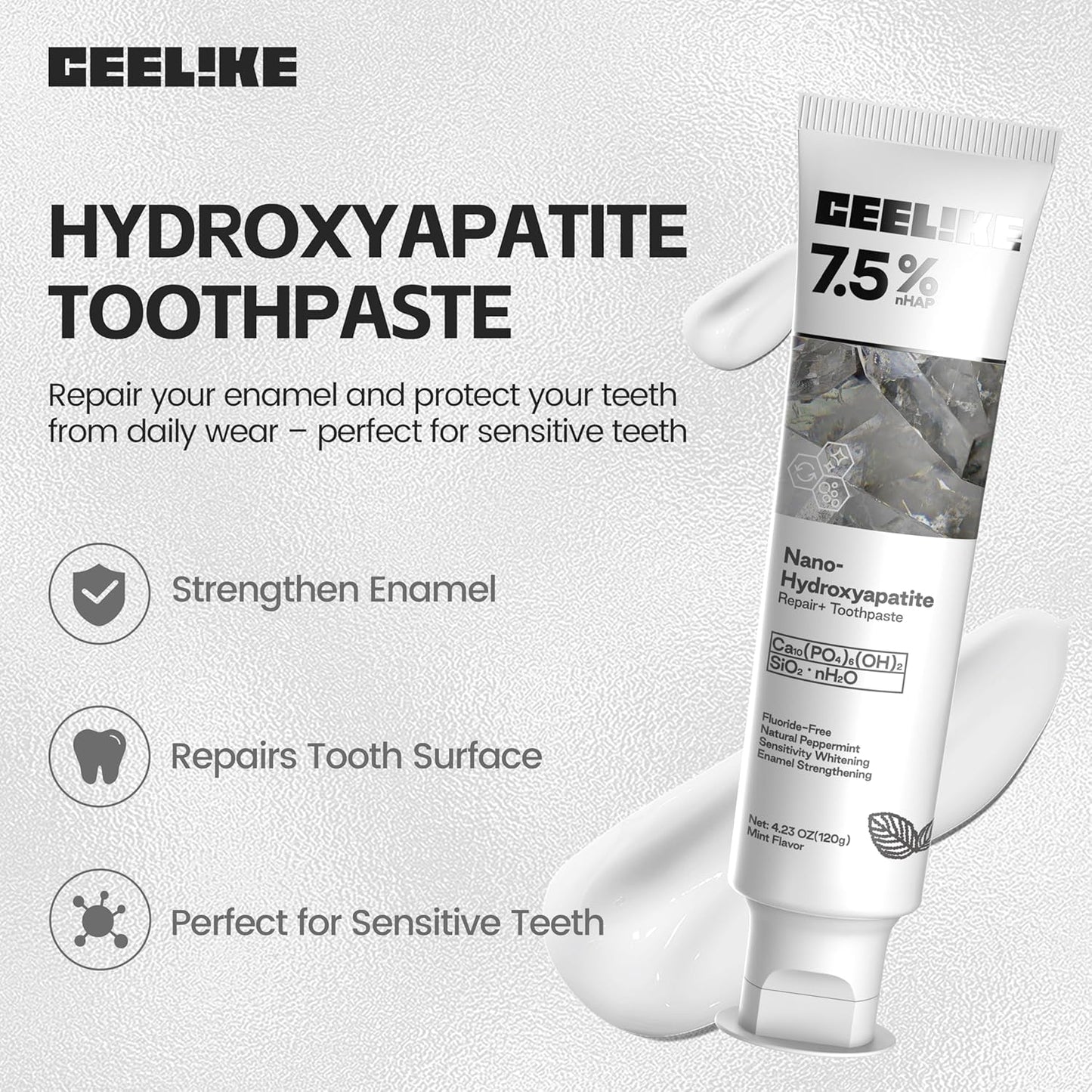 Free Hydroxyapatite Enamel Repairing Breath Freshening Whitening Toothpaste