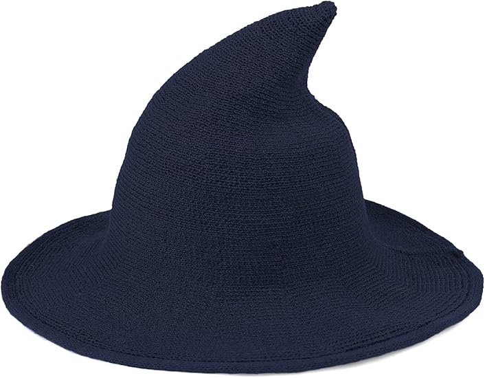 Women Gothic Knitting Black Wizard Hat