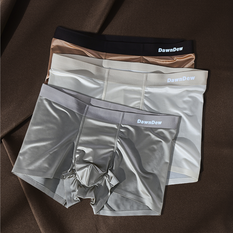 Elegant Silk Men's Ice Silk Underwear Mulberry Silk Antimicrobial Men's Boxer Briefs