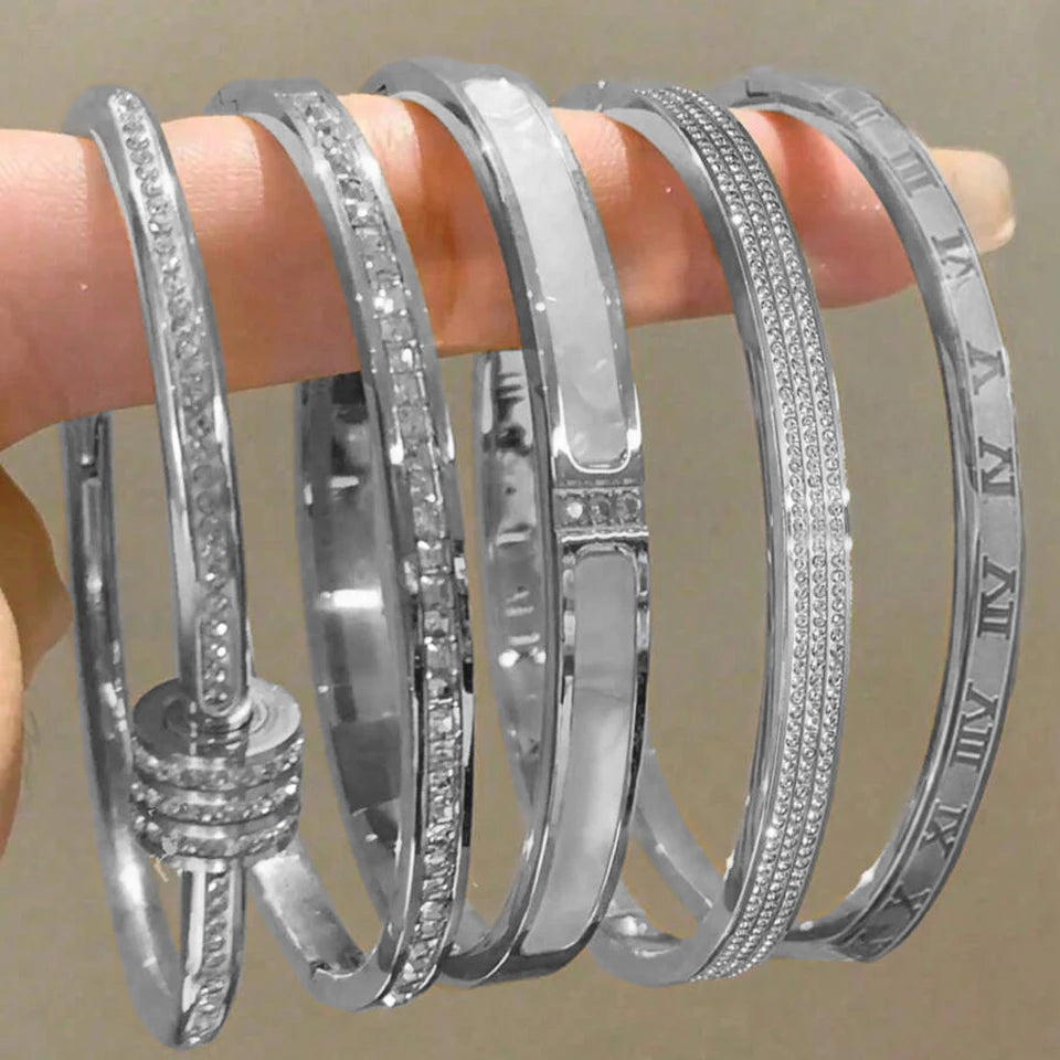 5 pcs Titanium Steel Couple's Bracelet Set