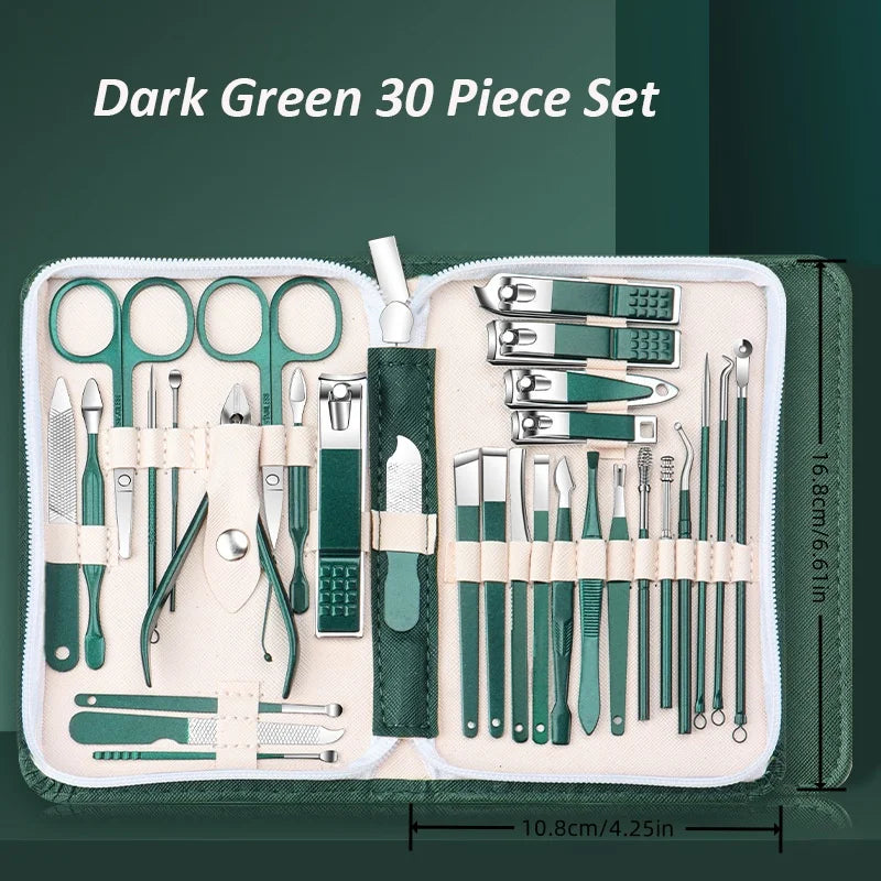 30pcs Manicure Set Portable Stainless Steel Nail Cutter T