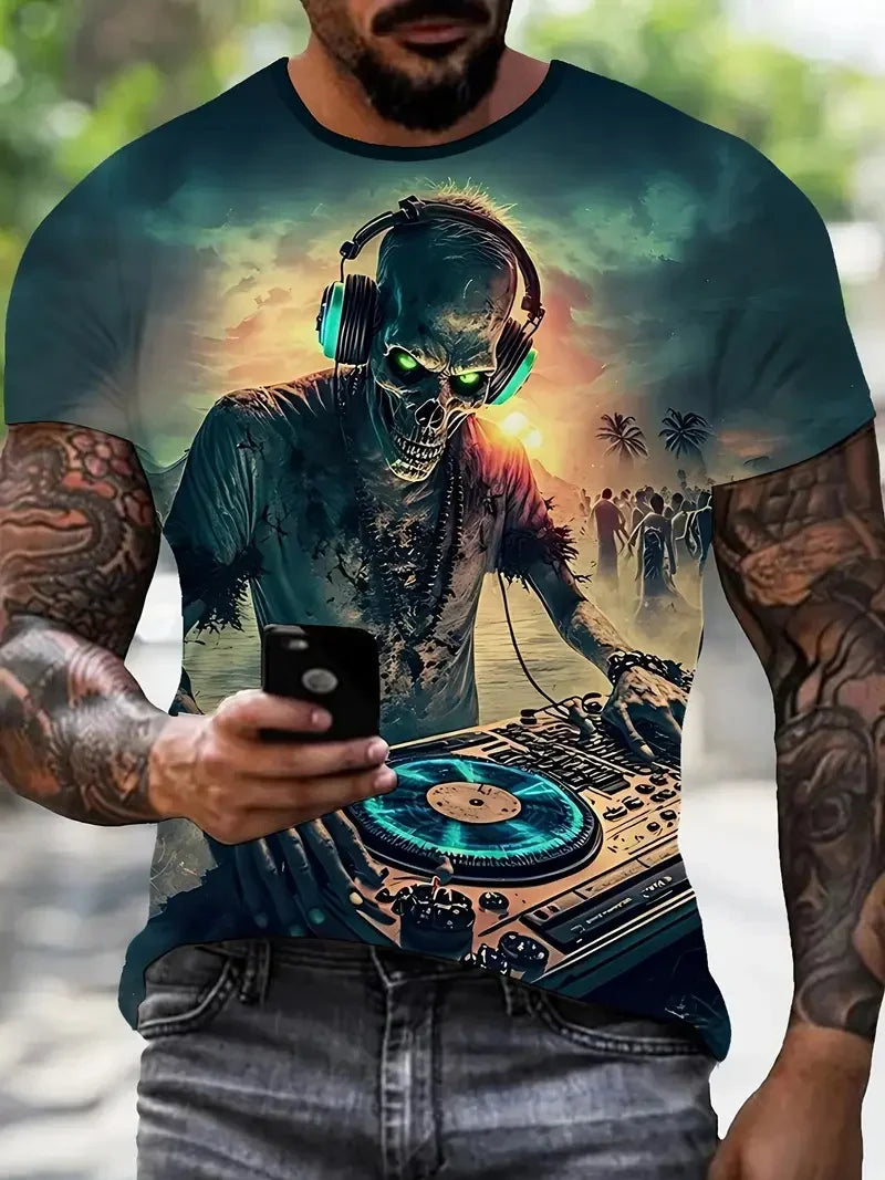 Goth Halloween 3D Printed Men's T Shirt Horror Joker Skull Round Neck Short Sleeved Unisex T-shirt Tops Man Tee