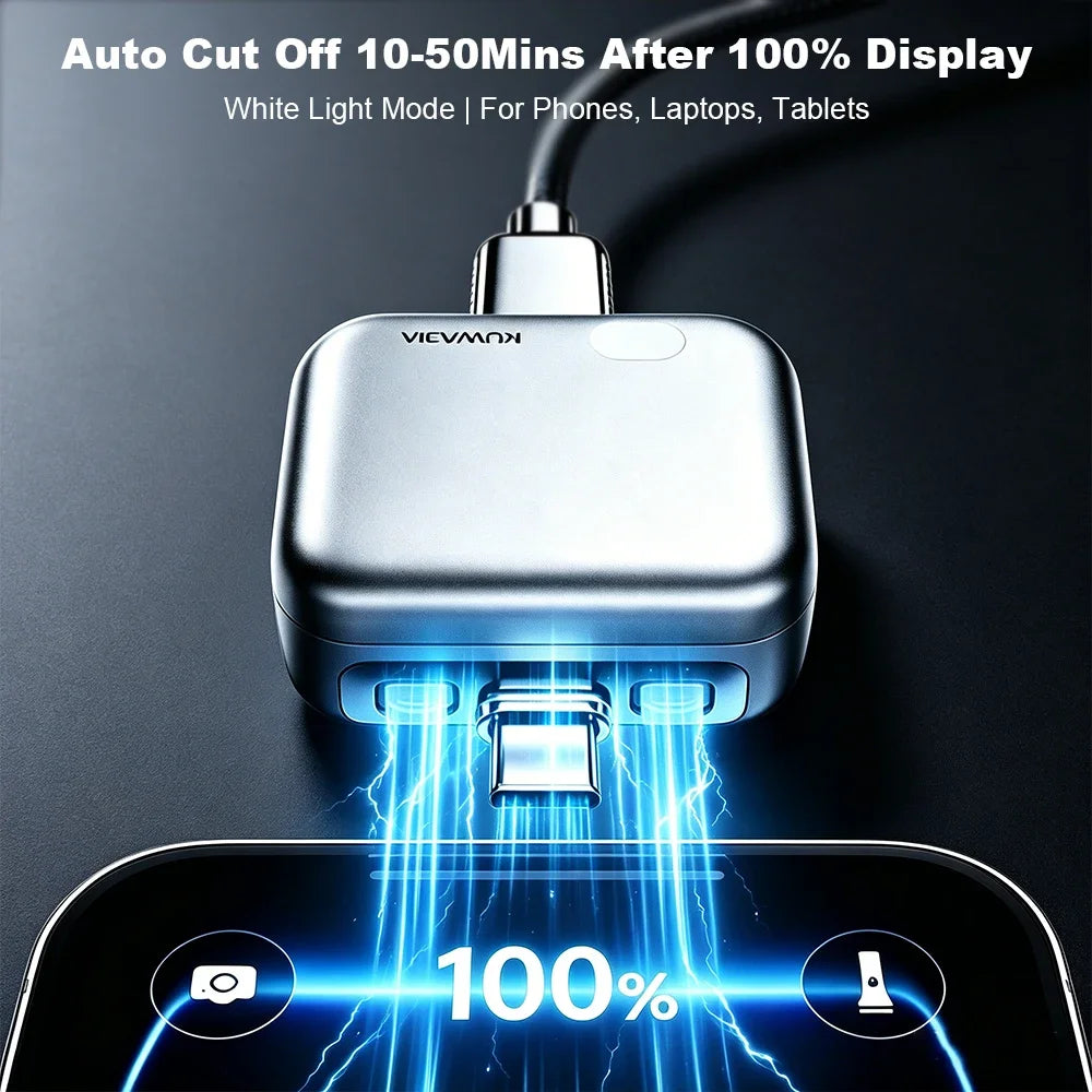 Smart Auto Stop Charging Protector - AI Auto Disconnect 140W Fast Charger | Overcharge Protection for iPhone & Android