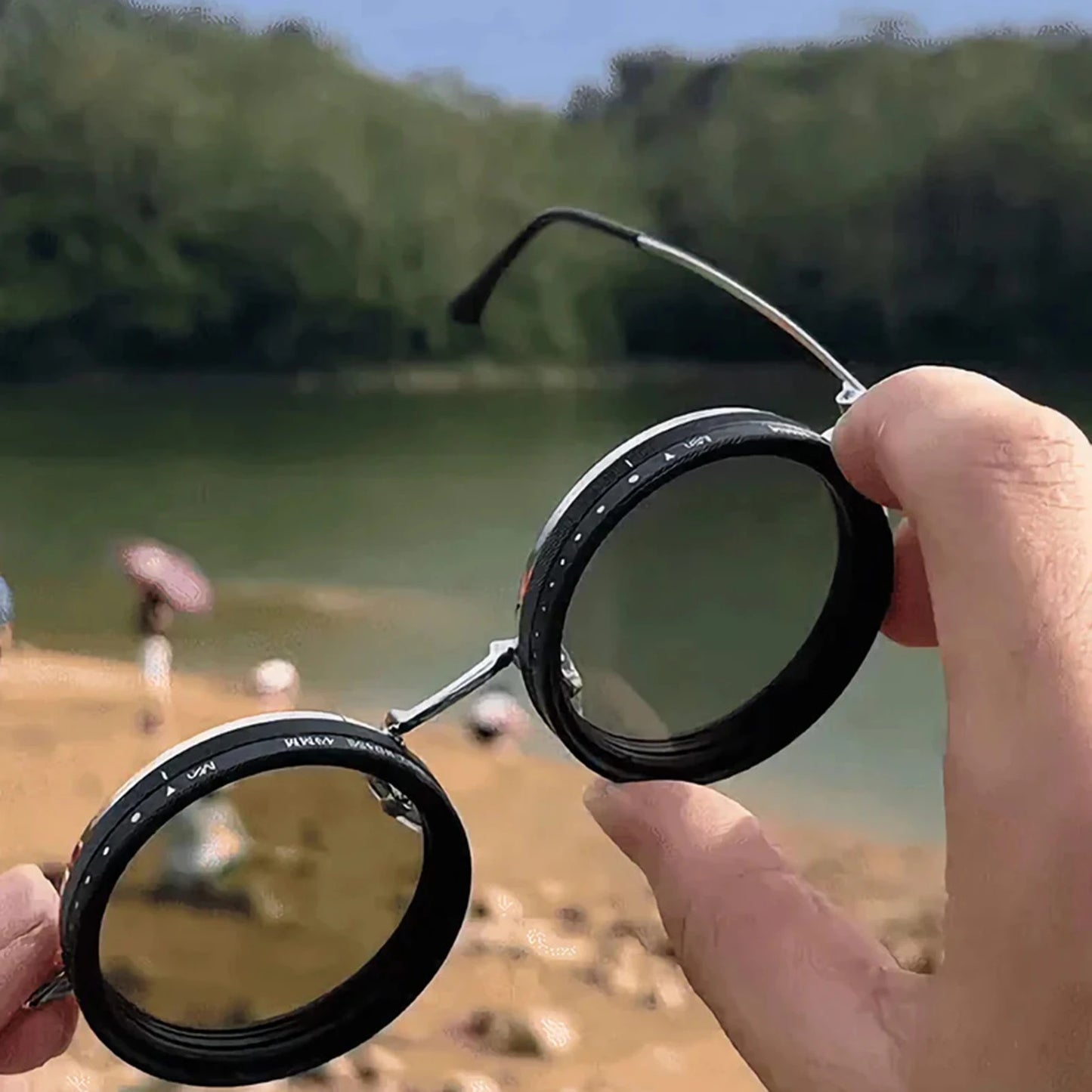 Round Polarized Glasses ND Filter 1-9 Gears Adjustable Sunglasses