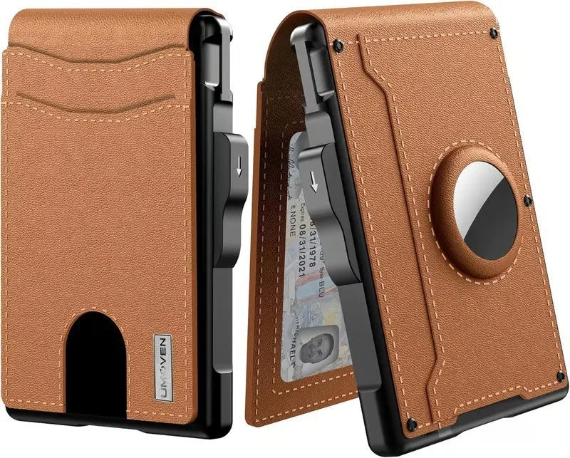 Slim Leather Slots Credit Card Holder RFID Blocking