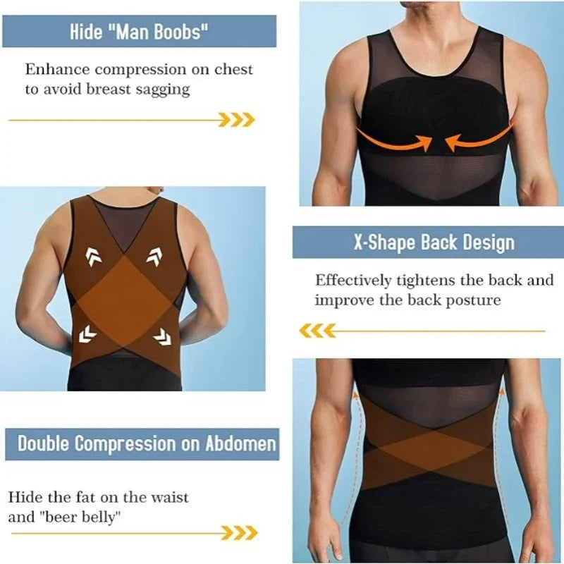 Men's Sleeveless Solid Crew Neck Shapewear Undershirt