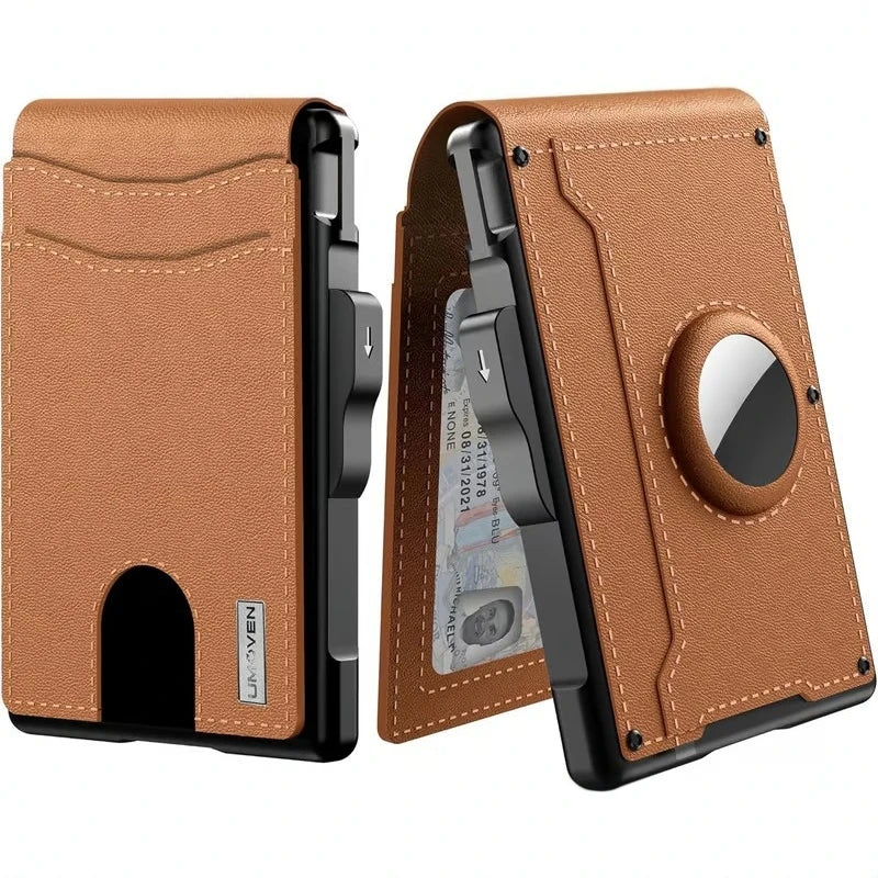 Slim Leather Slots Credit Card Holder RFID Blocking