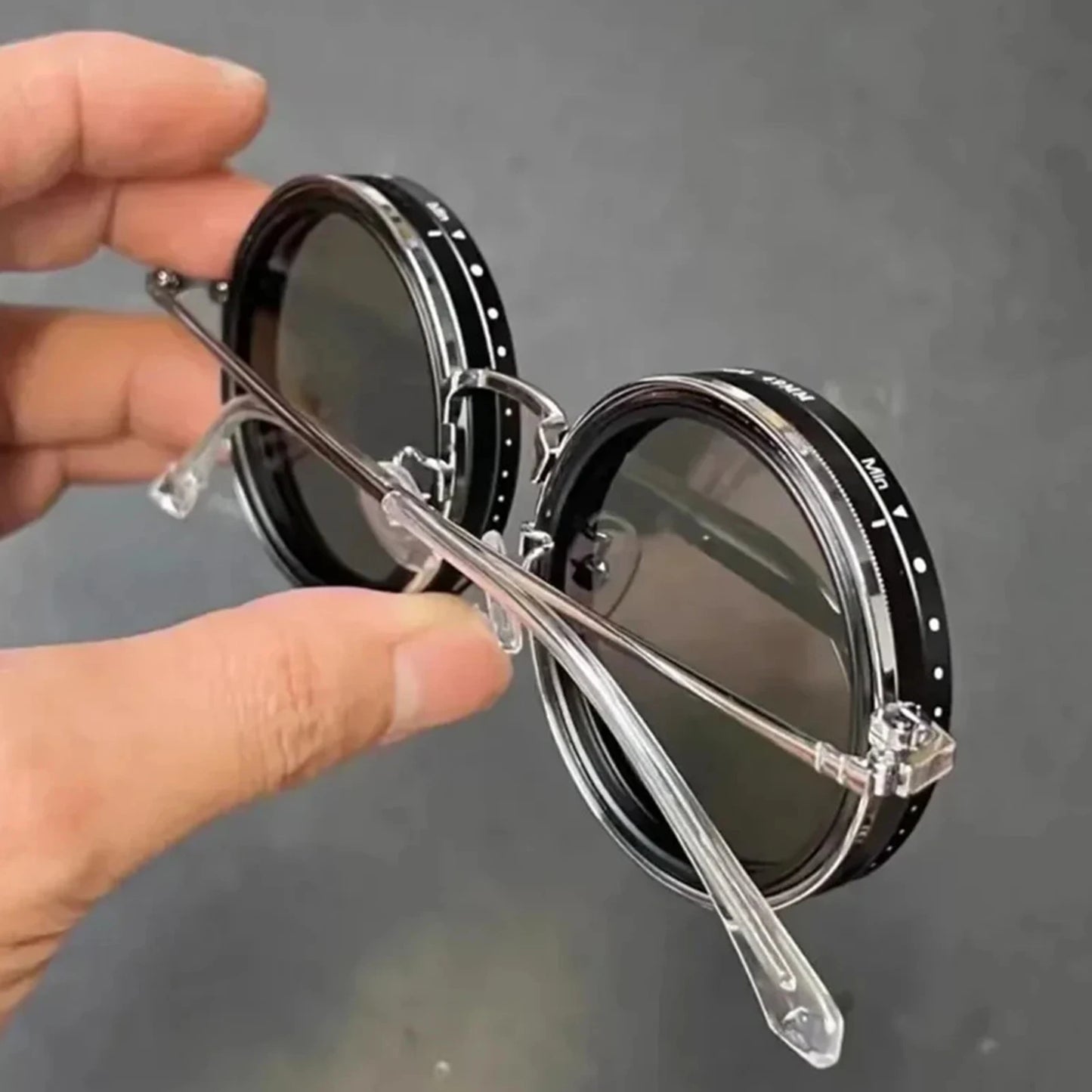 Round Polarized Glasses ND Filter 1-9 Gears Adjustable Sunglasses