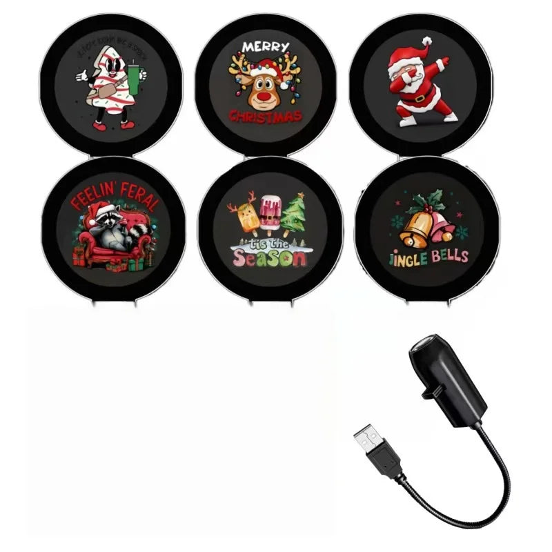 LED Projector Light 3/6/10pcs Projection Patterns- Adjustable Santa Claus Christmas Tree USB Night Light Christmas Decorations