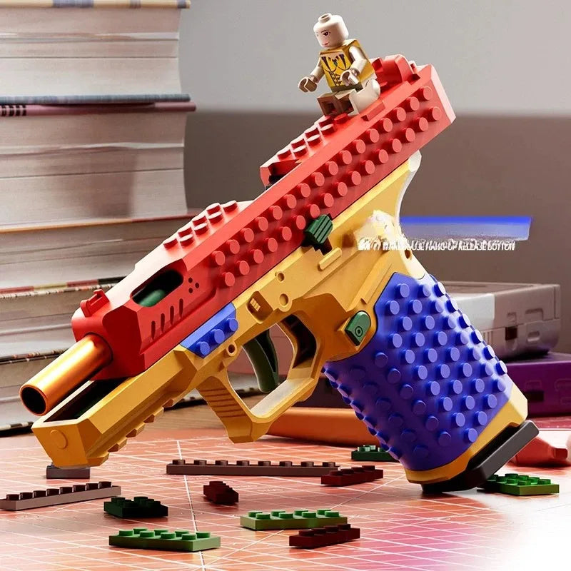 Building Block Pistol Continuous Firing Toy Gun
