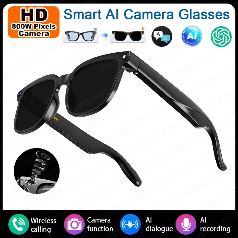AI Smart Glasses AI Translation Smart Assistant 800W HD Camera Photo Video Recording