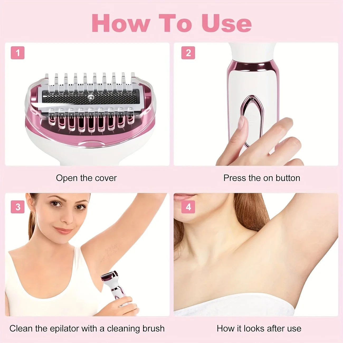 4 in 1 Women Electric Shaver Body Hair Remover Epilator Painless Cordless Trimmer Razor Lady Gifts