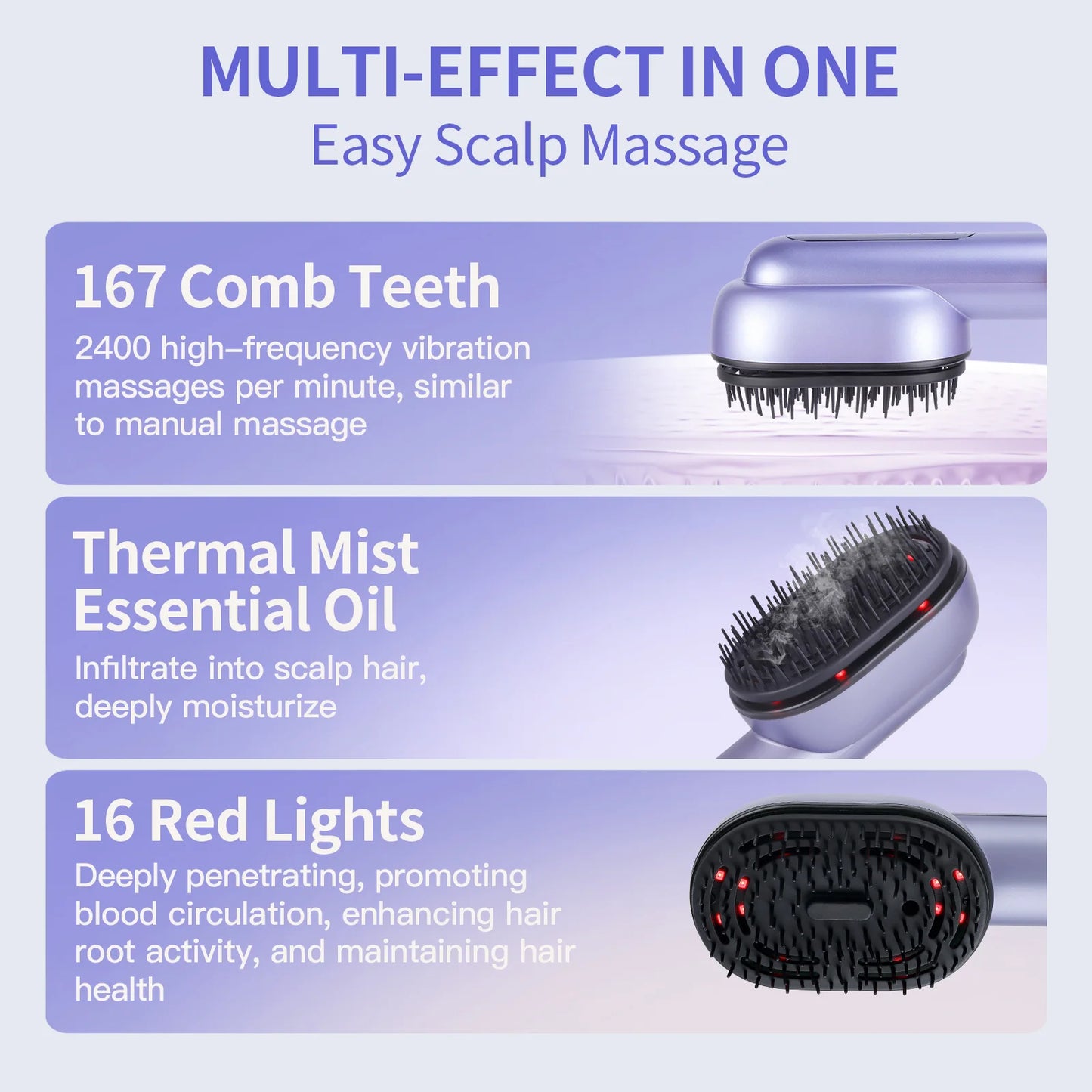 Electric Vibration Massage Comb Hair Follicles Comb Scalp Head Massager