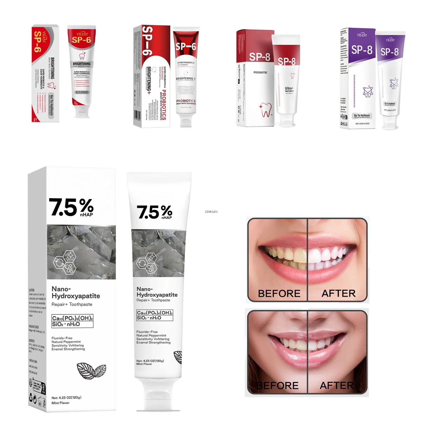 Hydroxyapatite Repair Toothpaste Sp-6 Probiotic Remove Stains Deep Clean
