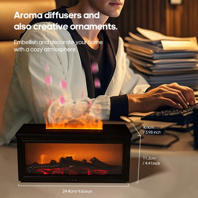 3D Fireplace aroma diffuser Flame Projector Lamp