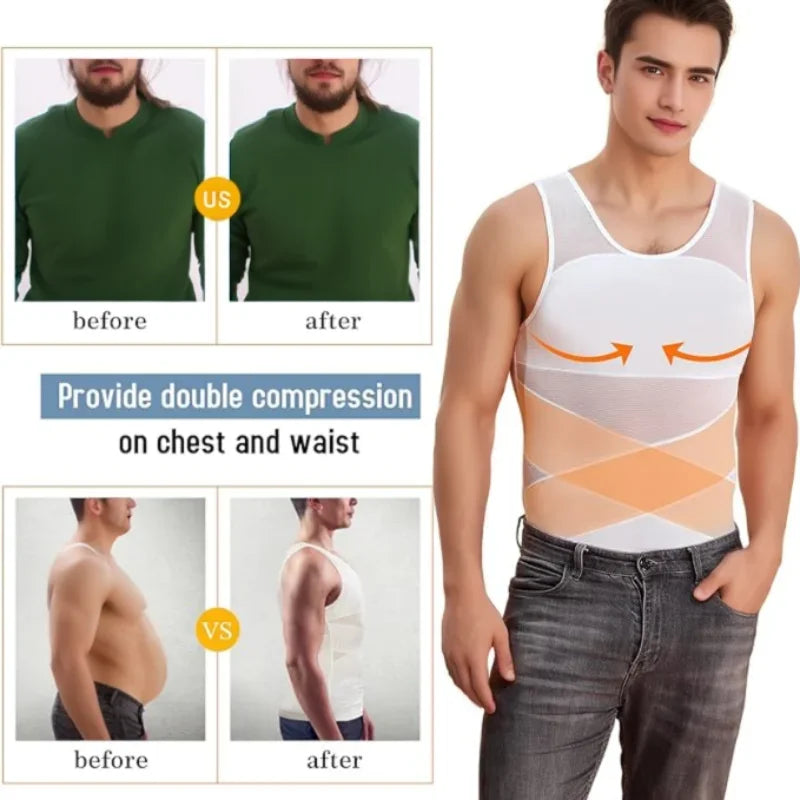 Men's Sleeveless Solid Crew Neck Shapewear Undershirt