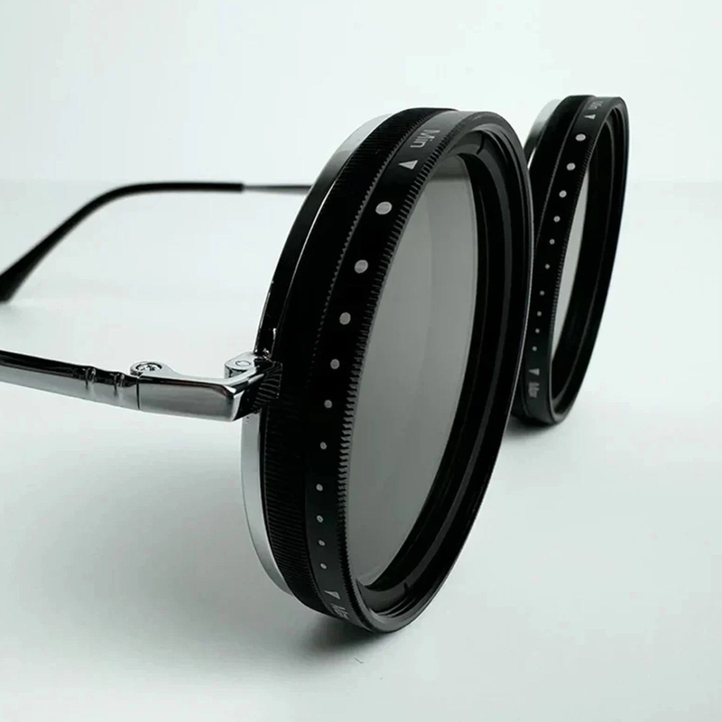 Round Polarized Glasses ND Filter 1-9 Gears Adjustable Sunglasses