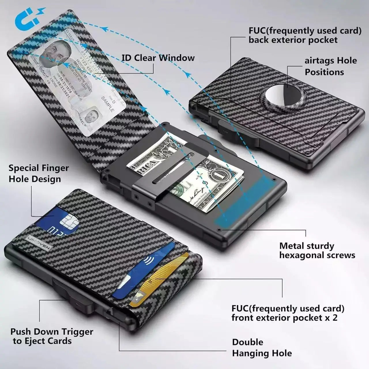Slim Leather Slots Credit Card Holder RFID Blocking
