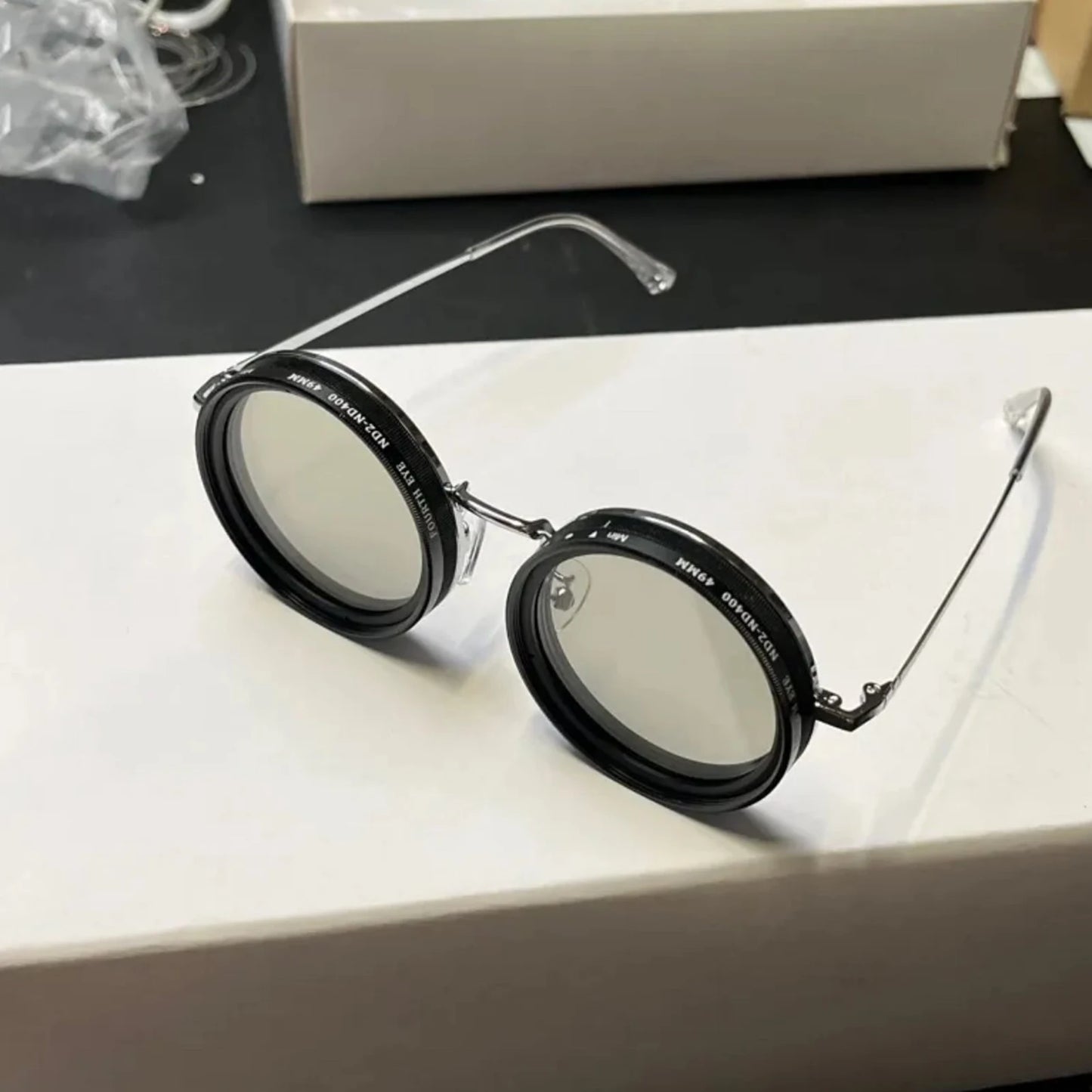 Round Polarized Glasses ND Filter 1-9 Gears Adjustable Sunglasses