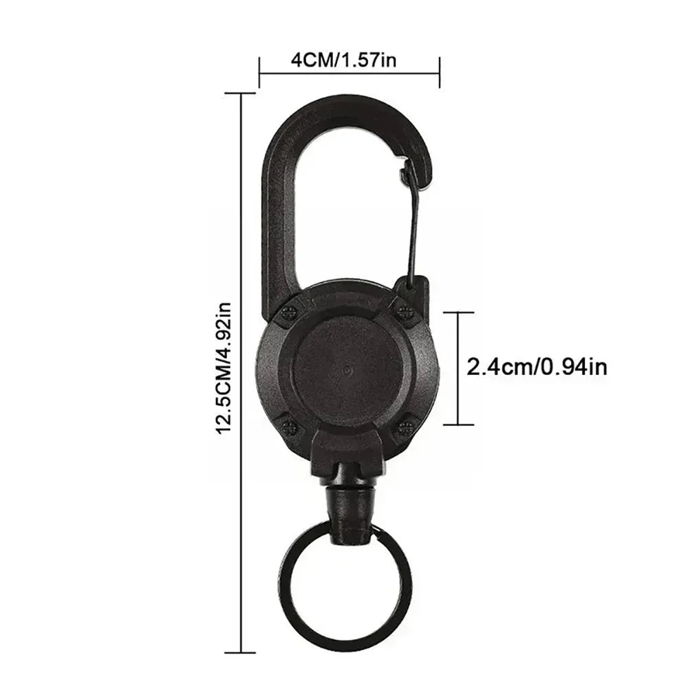 Strong Retractable Key Holder with Steel Cable, Belt Clip, and 360° Swivel