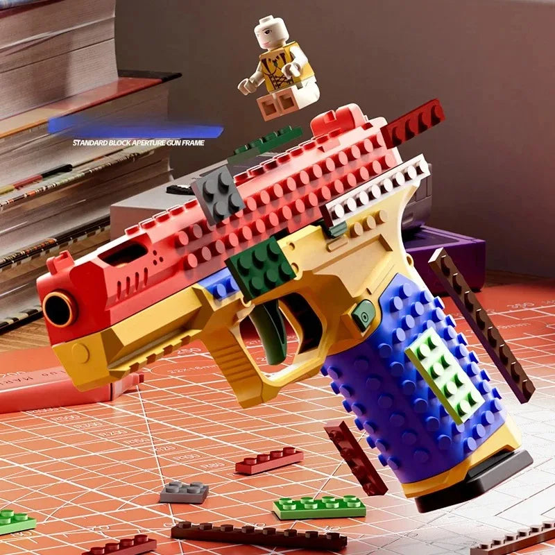 Building Block Pistol Continuous Firing Toy Gun
