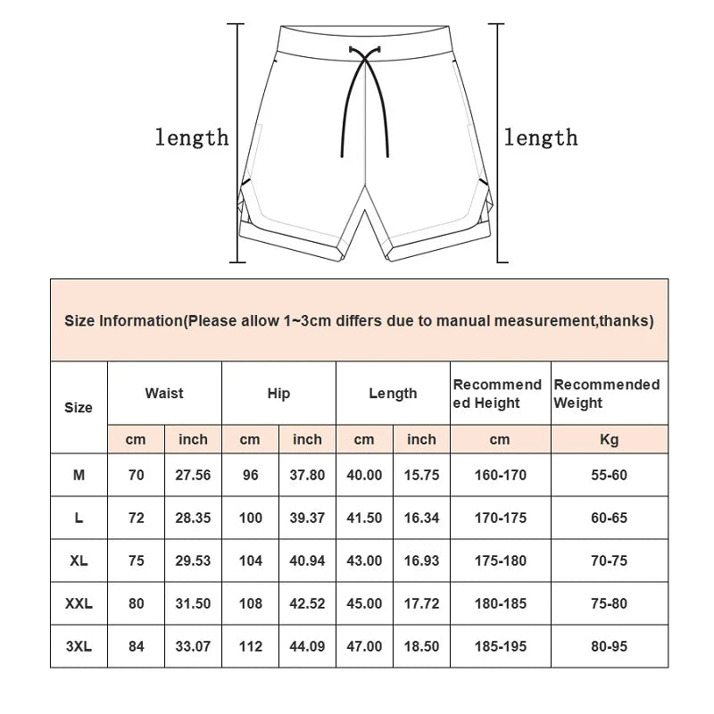 Men's 2 in 1 Stretch Active Quick Dry Gym Running Shorts