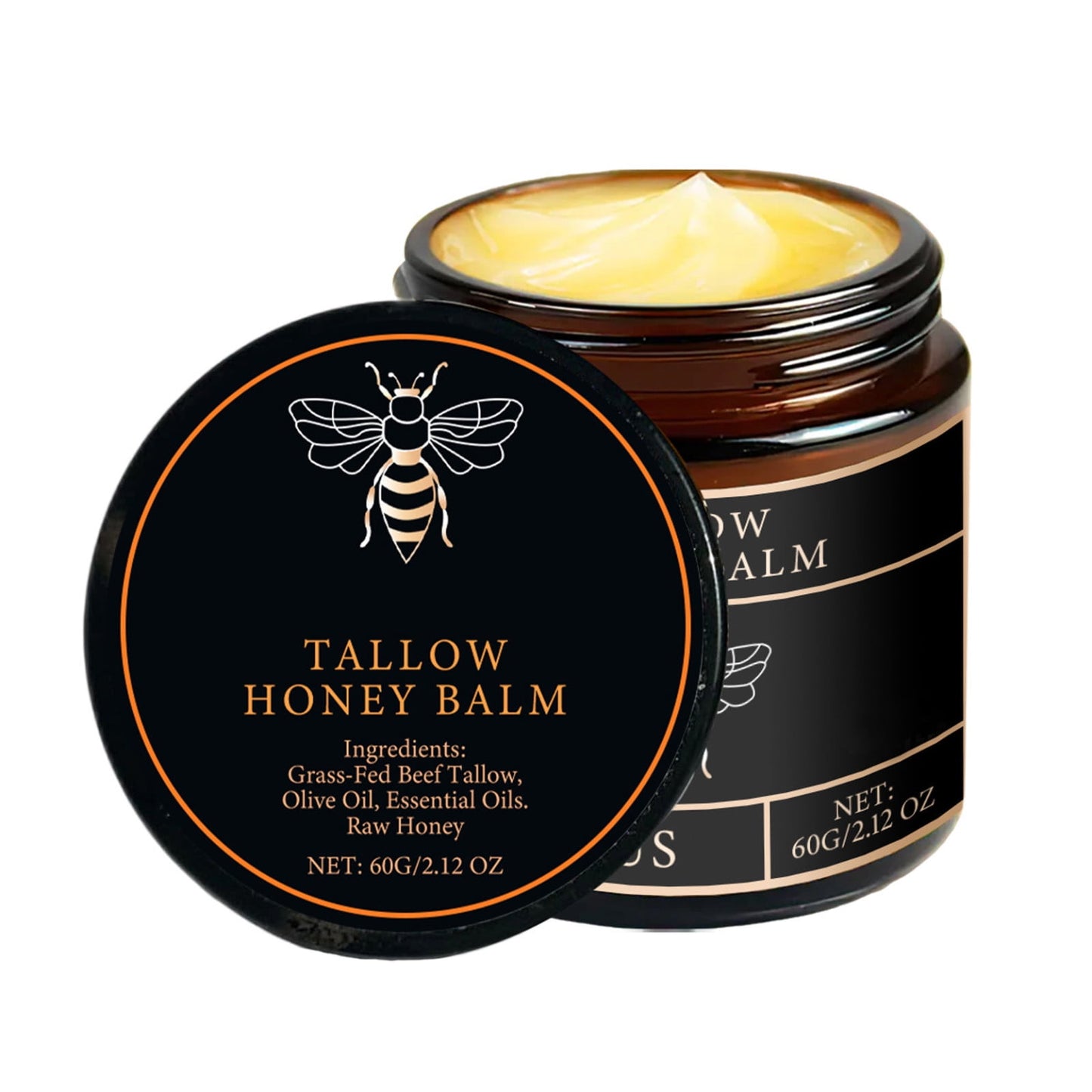Organic Grass-Fed Beef Tallow Balm with Raw Honey