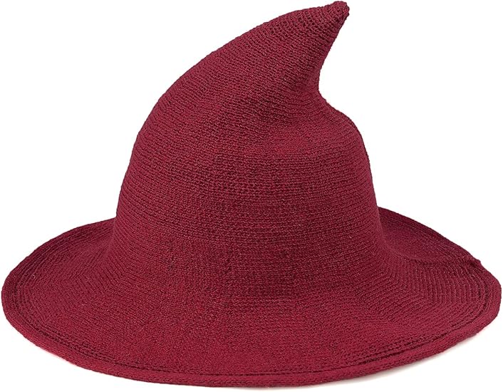 Women Gothic Knitting Black Wizard Hat