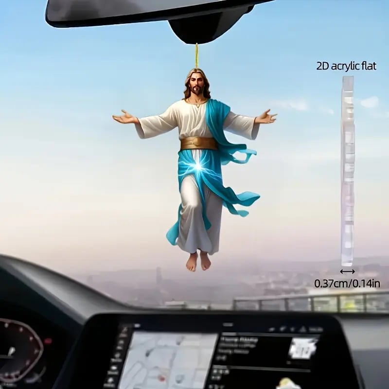 2D Retro Jesus Car Hanging Decor Faith & Peace Gift