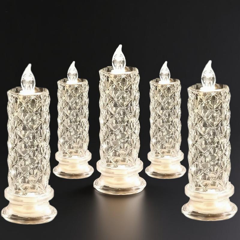 ✨🕯️LED Crystal Candle Lights 🌈Battery Operated with 6 Hour Timer