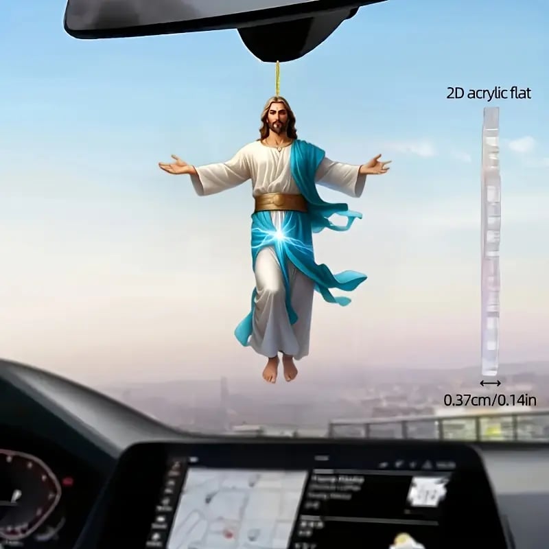 2D Retro Jesus Car Hanging Decor Faith & Peace Gift