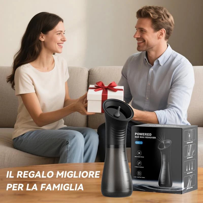 Wireless ear washer Adjustable pressure, with LED screen, one-button rinse, clean and comfortable