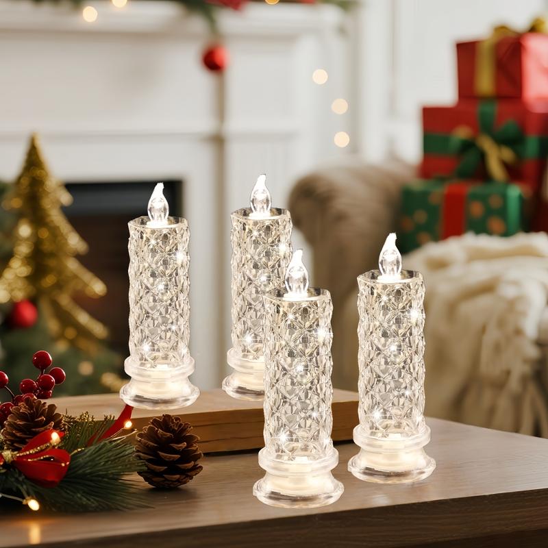 ✨🕯️LED Crystal Candle Lights 🌈Battery Operated with 6 Hour Timer