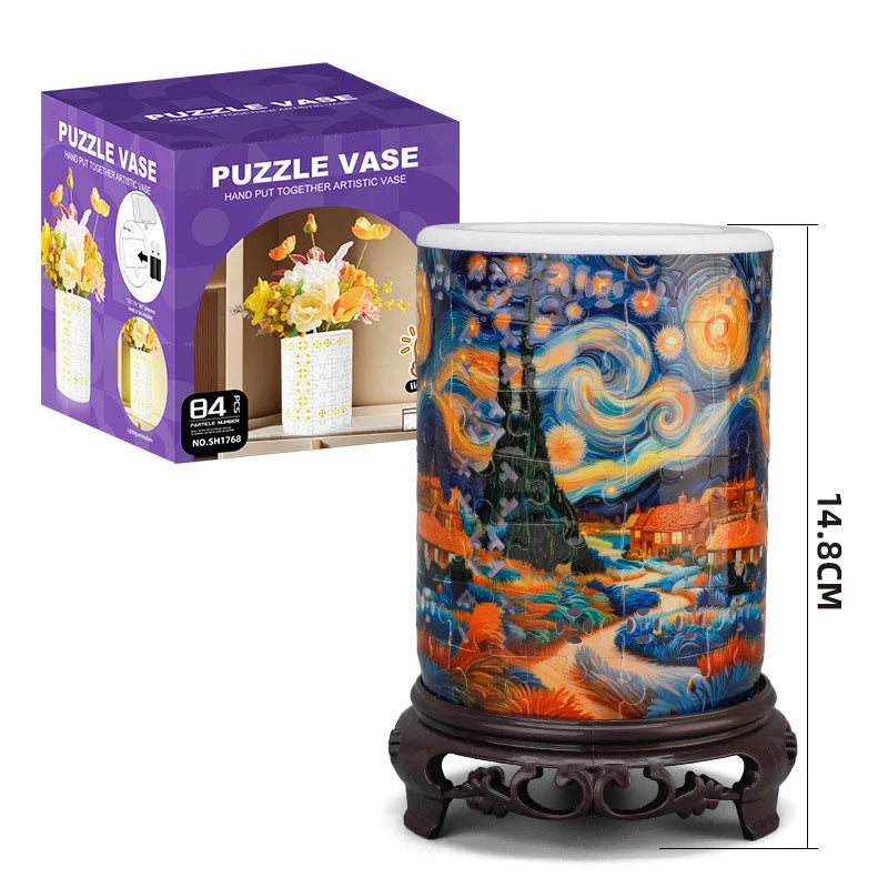 3D Puzzle Vase DIY Living Room Ornament Flower Arrangement Home Decor Children's Birthday Christmas Gift Toy