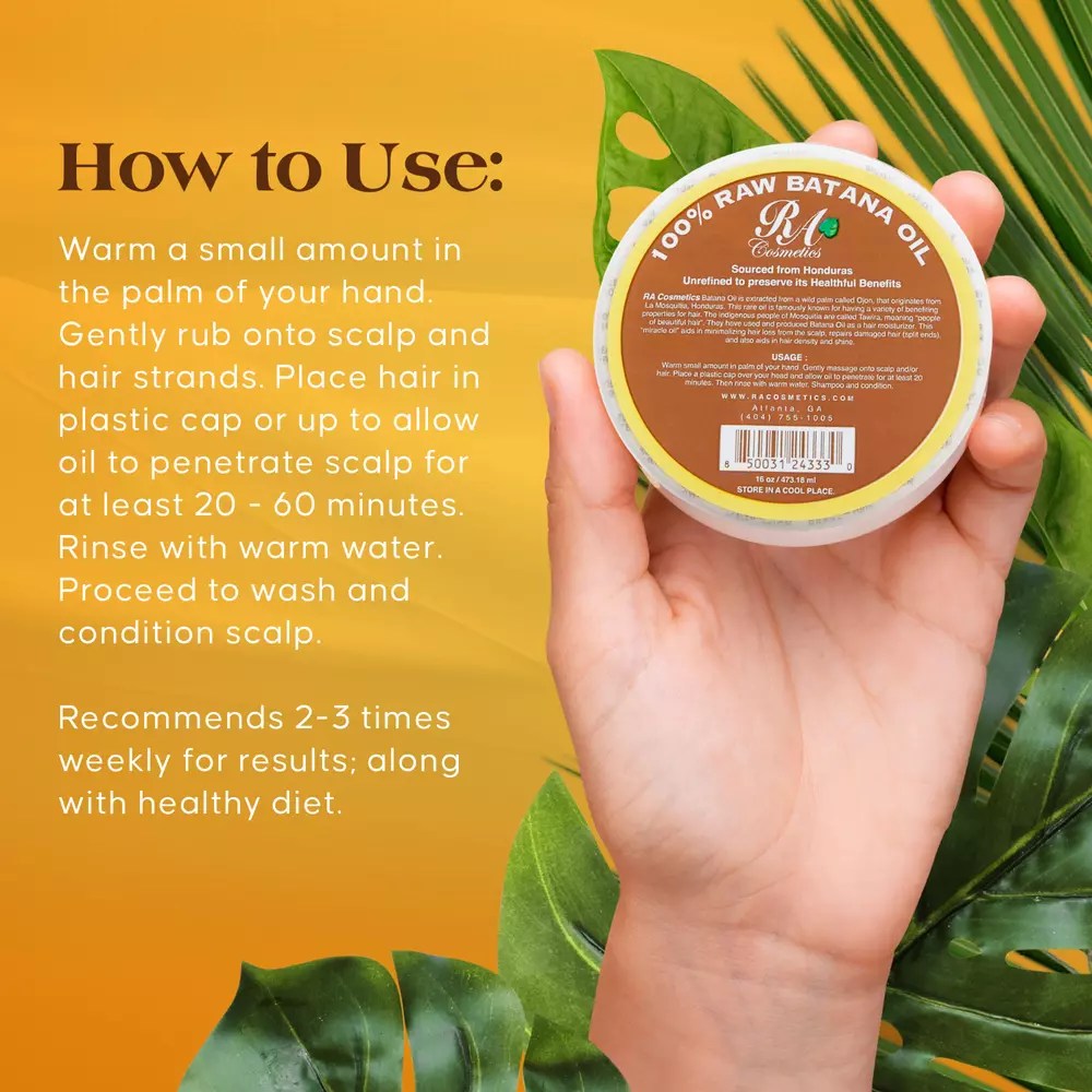 RA Cosmetics 100% Natural Unrefined Batana Hair Oil for Hair Growth