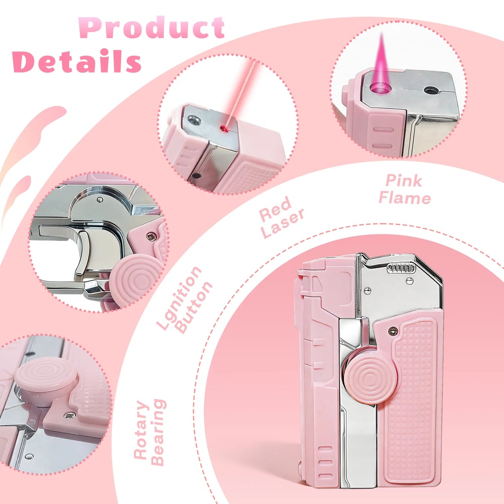 3-in-1 Elegant Pink Flame Windproof Lighter