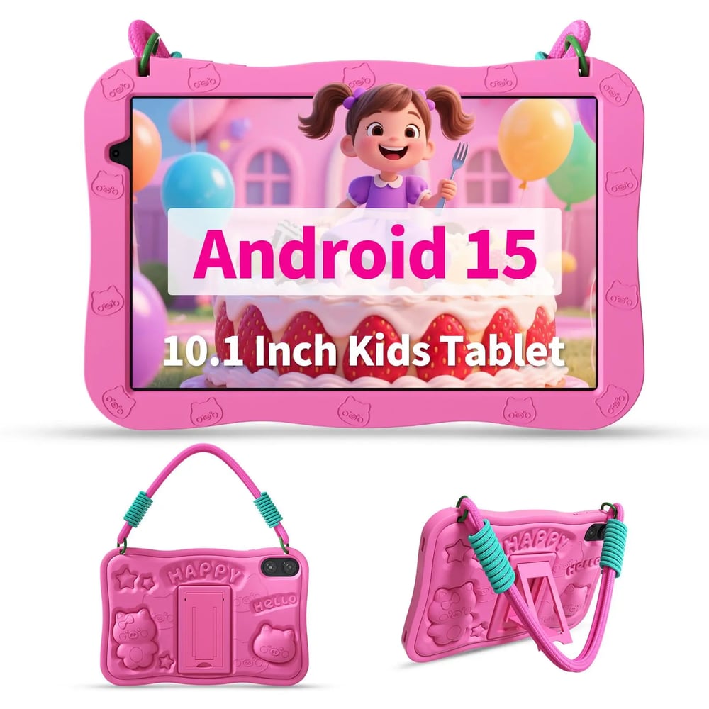 10.1 Inch Kids Tablet Android 15 8GB+32GB 6000mAh Shockproof Silicone Case Educational Tablet for Toddlers 📚