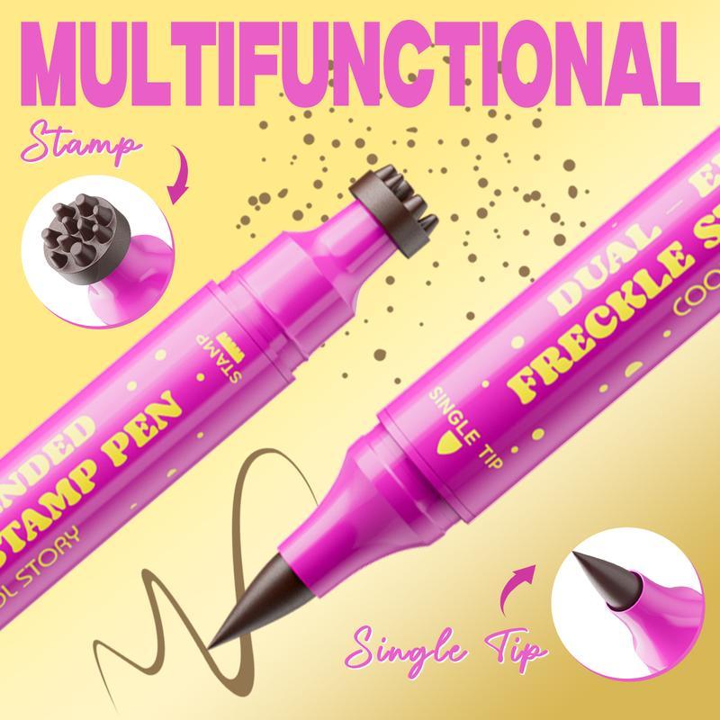 Waterproof Freckles Pen: Faux Freckle Stamp and Fine Tip Eyeliner for Realistic