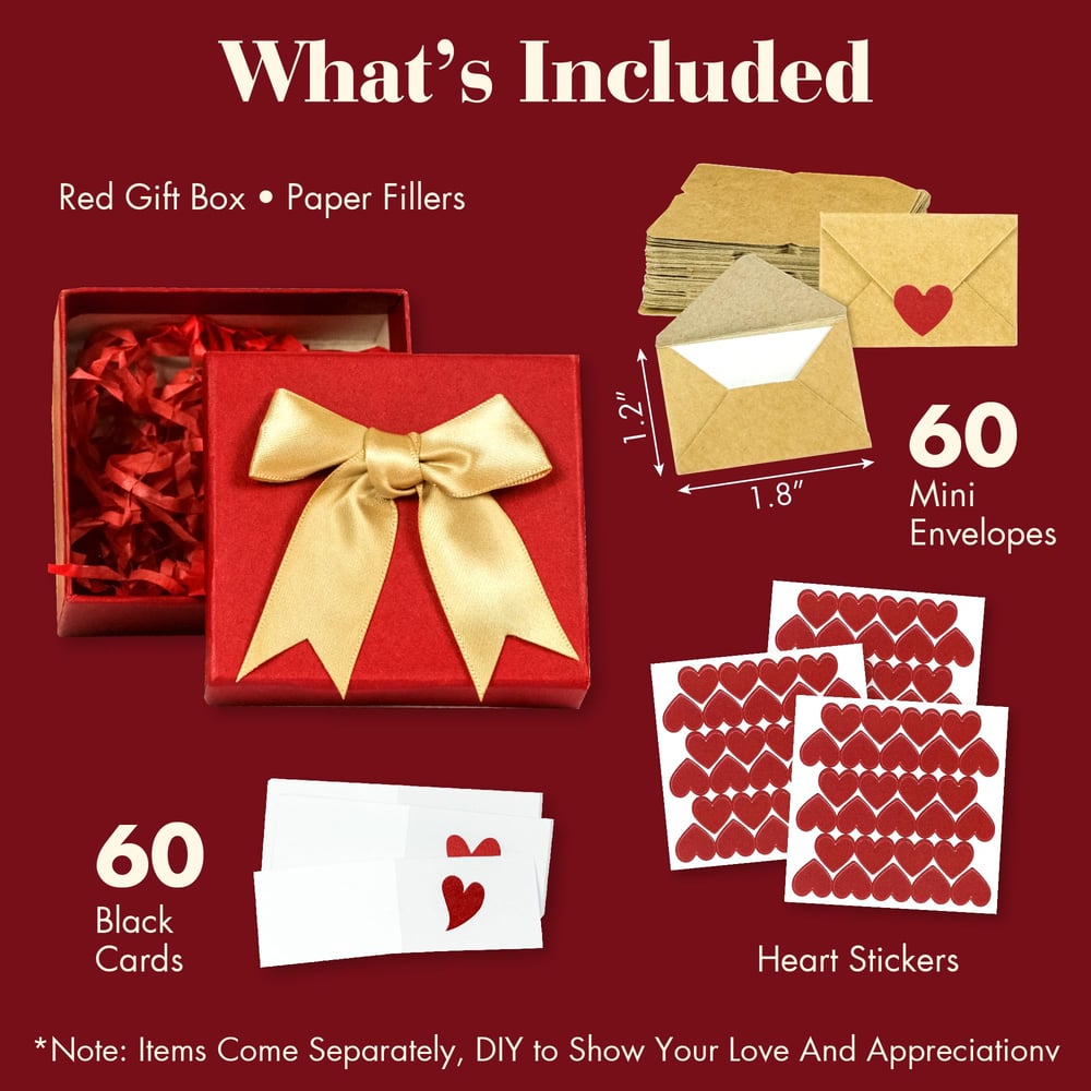 60 pcs Mini Love Notes & Envelopes Set